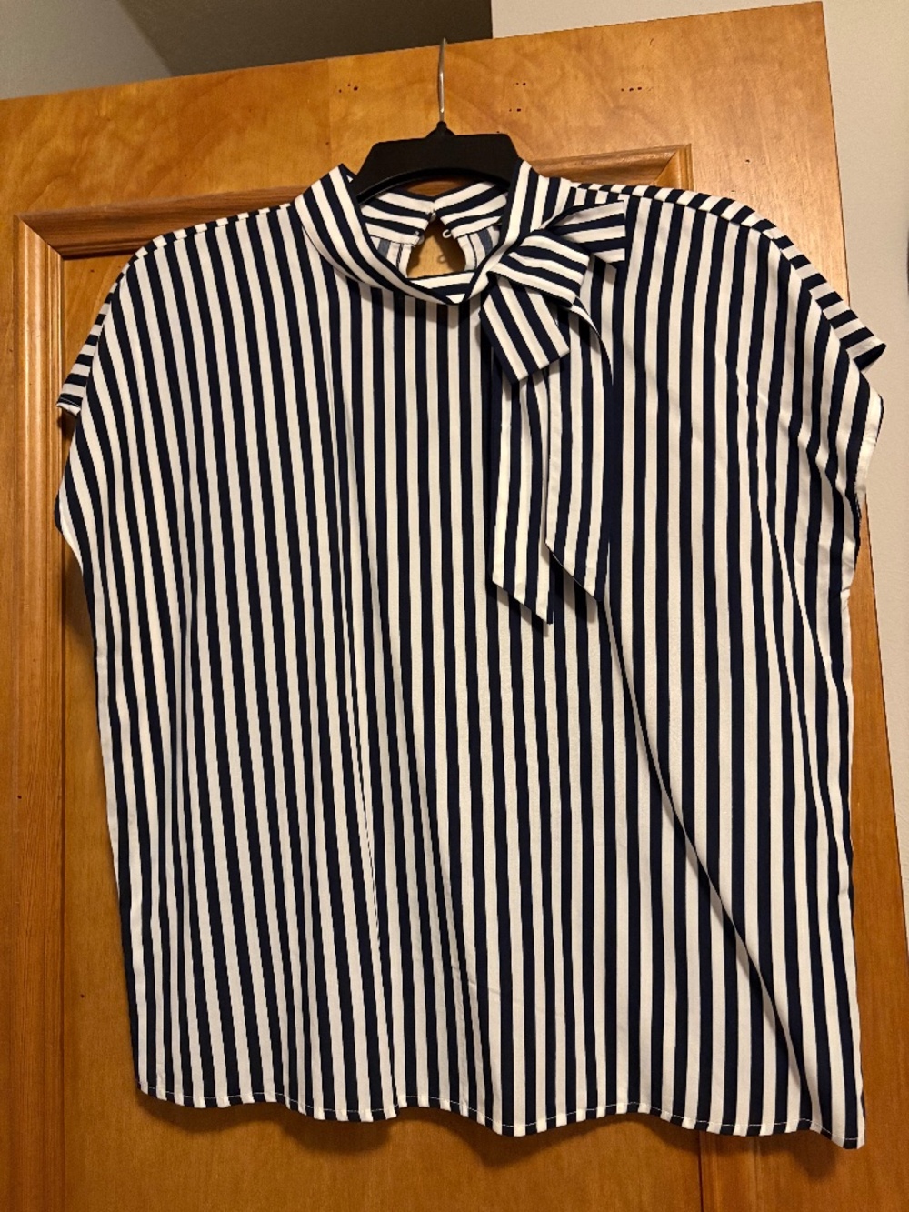 Ann Taylor Striped Blouse with Bow NWT